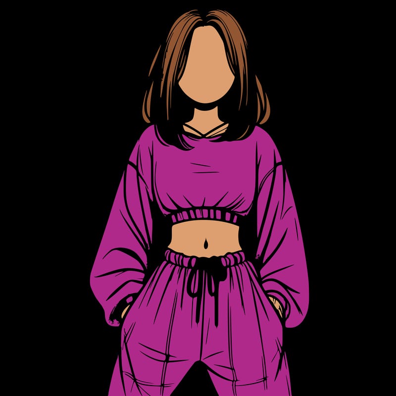 realistic girl faceless with baggy pants and a crop top