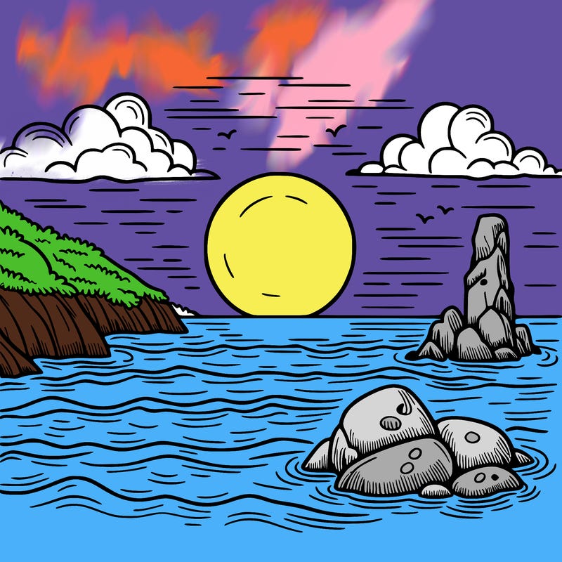 a sunset by the ocean