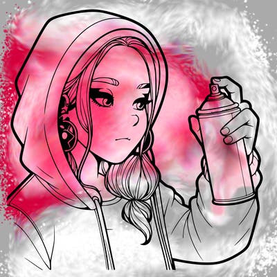 a realistic girl, spray painting