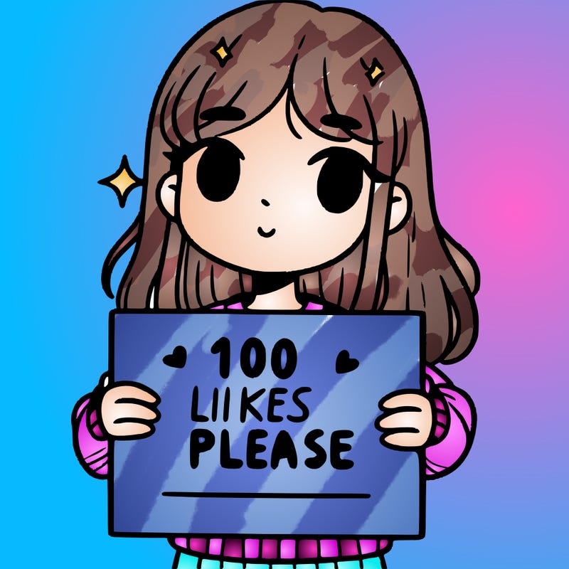 a girl holding up a sign saying 100 likes please