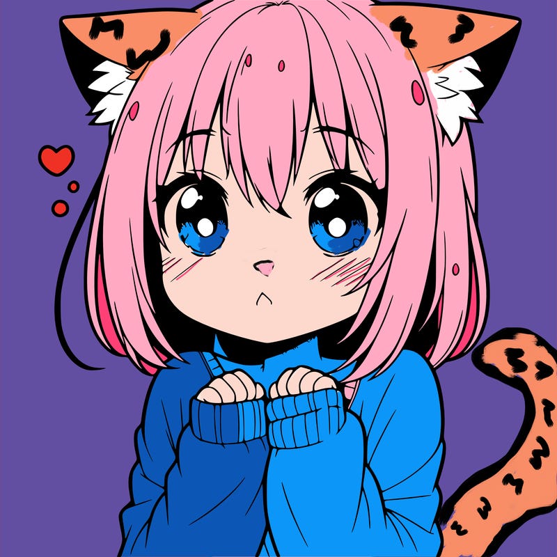 shy anime catgirl