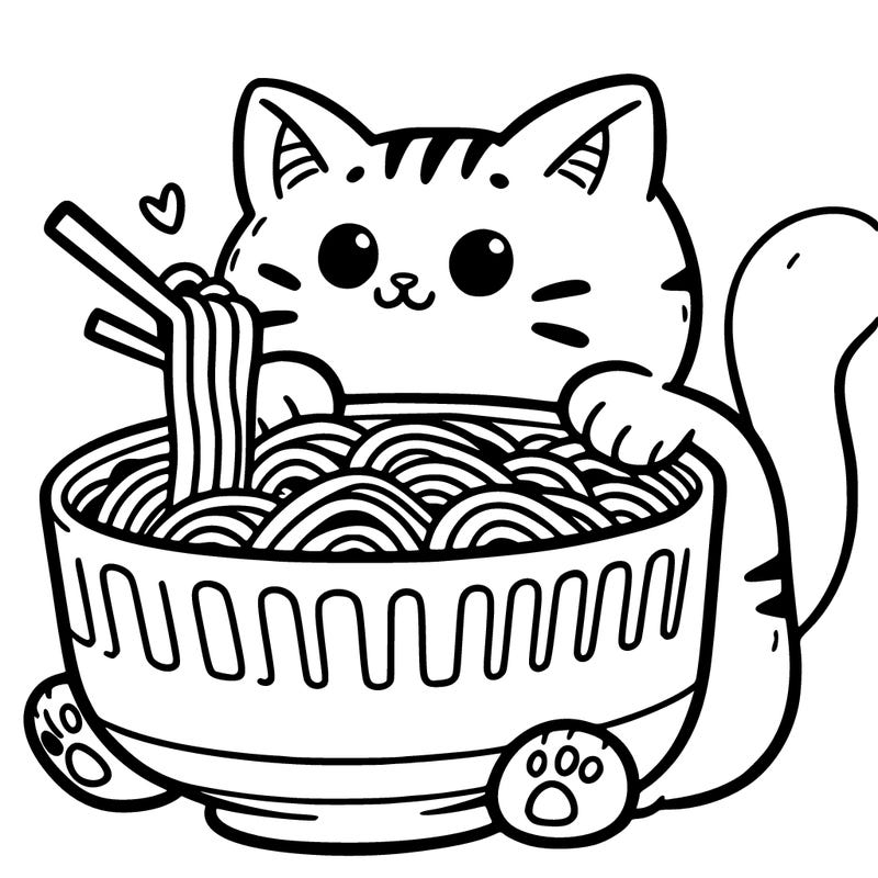 cat with ramen