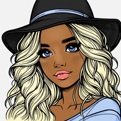 realistic girl with hat