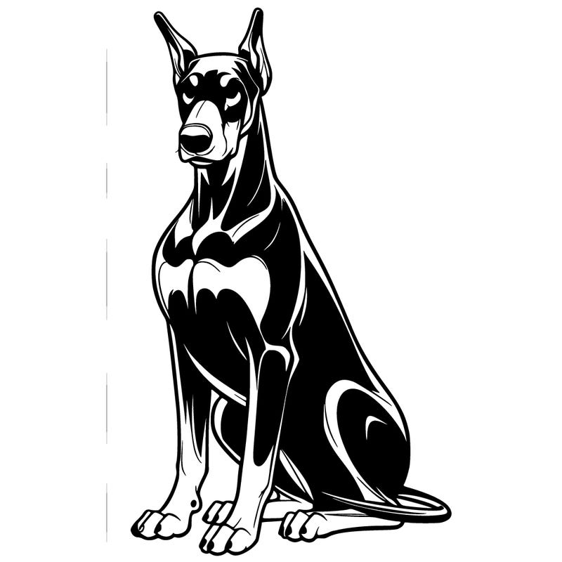 a dobermann sitting obedient