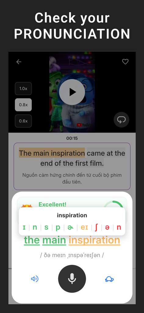 Lang Shadow: English Shadowing - AI powered pronunciation check and phonetic feedback for English learners