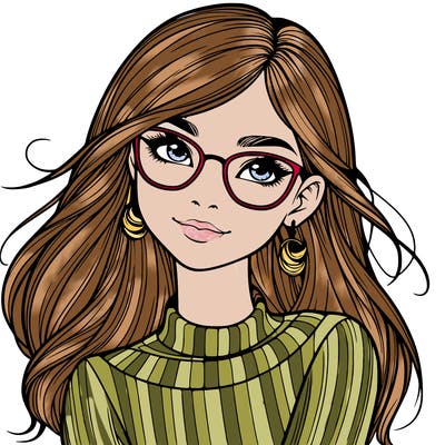 realistic girl with glasses