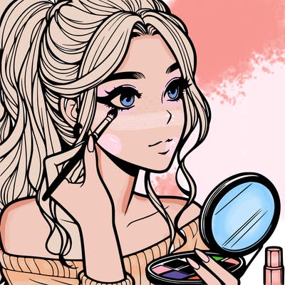 a realistic girl doing her makeup