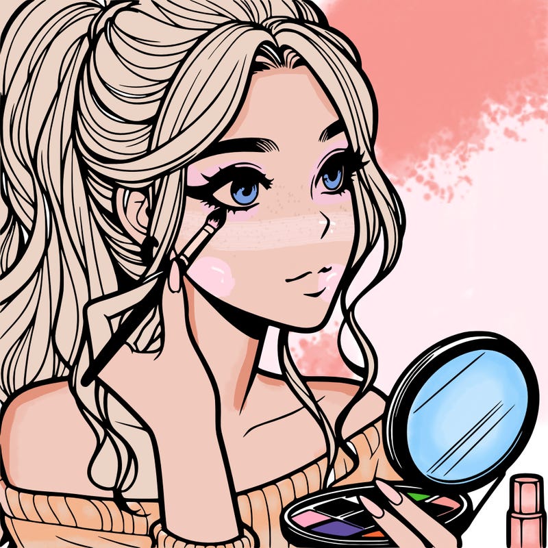 a realistic girl doing her makeup