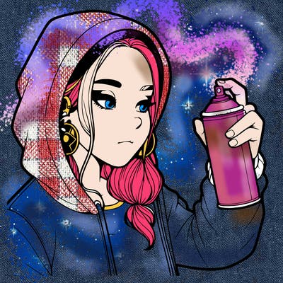 a realistic girl, spray painting