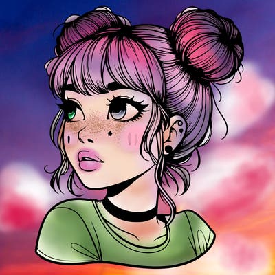realistic girl with spacebuns