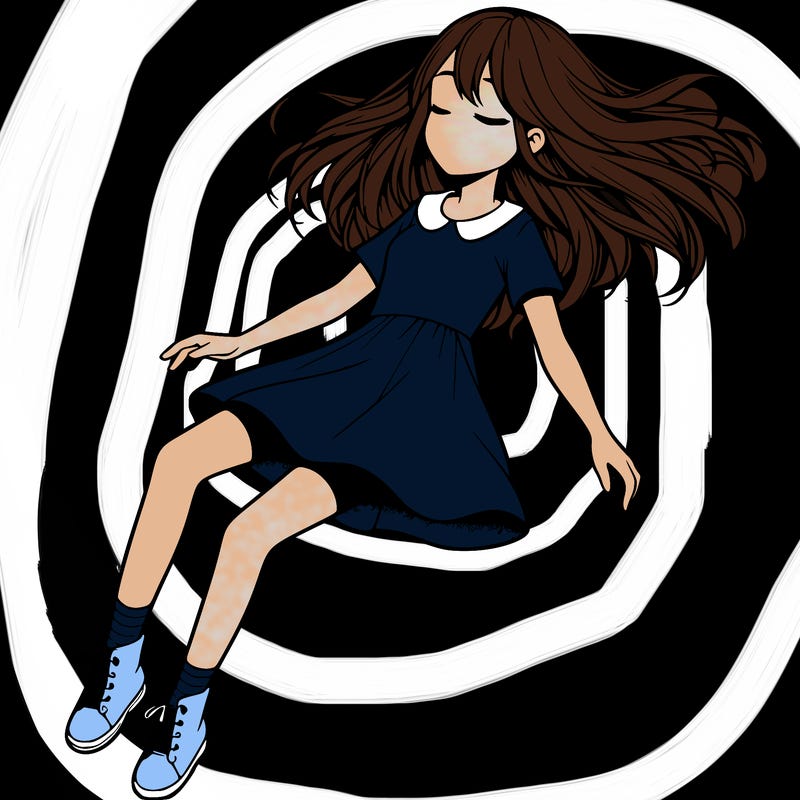 realistic girl floating