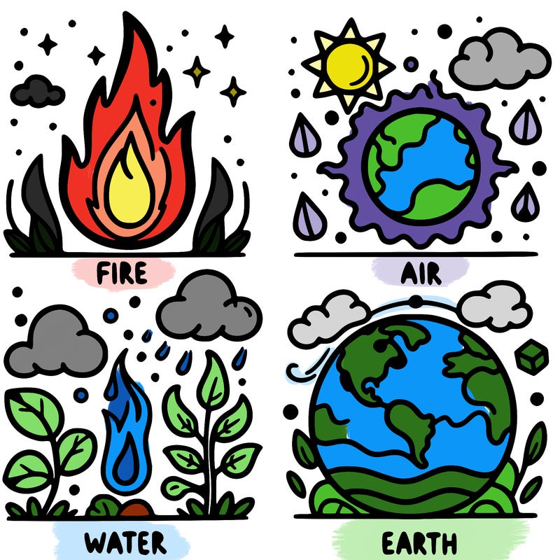 fire, air, water and earth