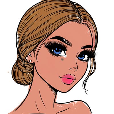 realistic girl with lashes