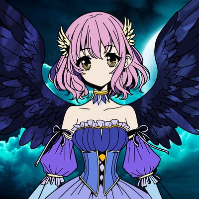 manga woman with large wings
