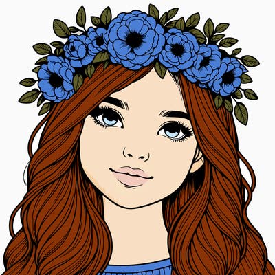 realistic girl with flower crown