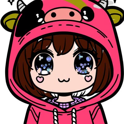 kawaii girl with cow hoodie