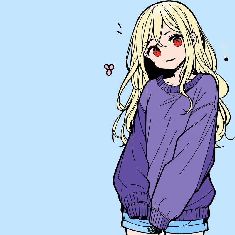 manga teen girl  in a sweater and baggy pants