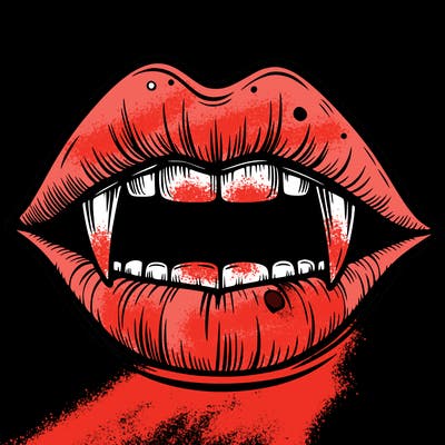 lips with vampire teeth