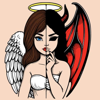 realistic angel half demon