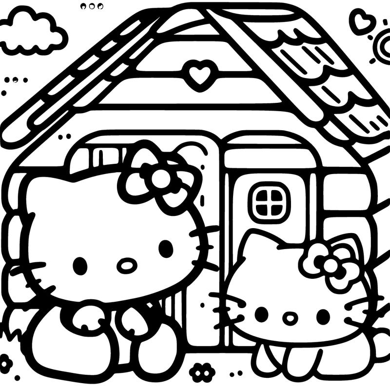 hello kitty in her house with her freind carmi