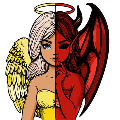 realistic angel half demon