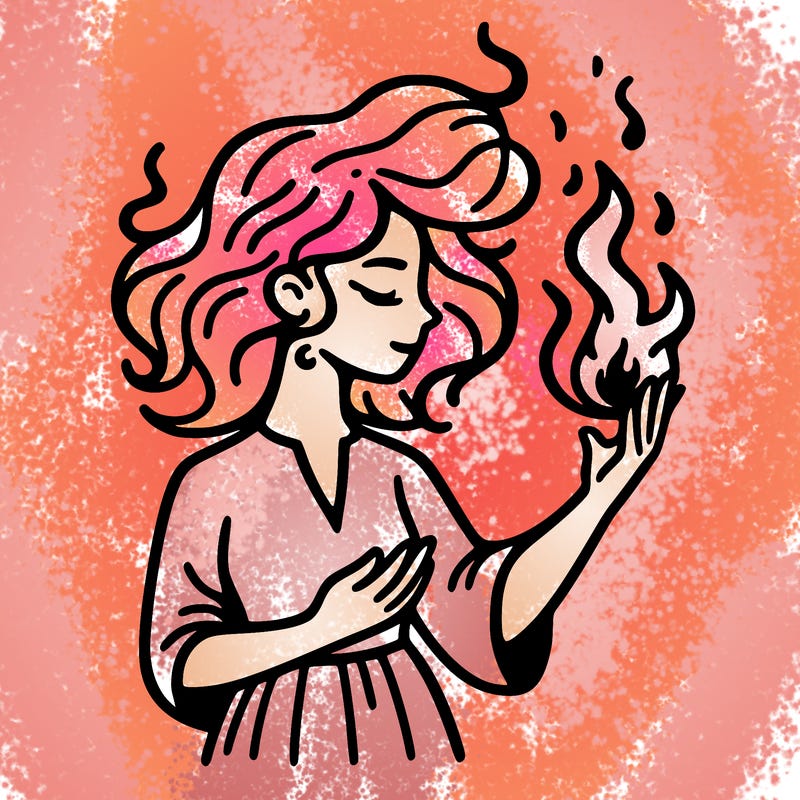 woman with fire