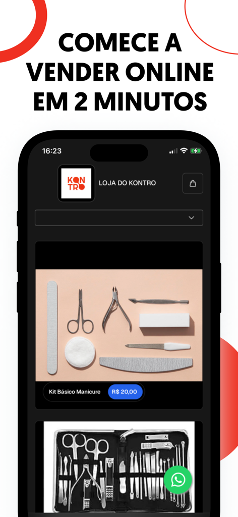 Controle de estoque - Kontro - Kontro-Mobil-App, die einen professionellen virtuellen Katalog für Online-Verkäufe zeigt