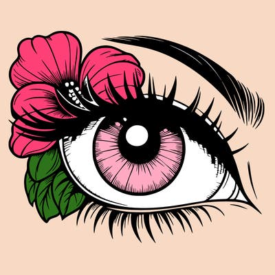 realistic eye with flower