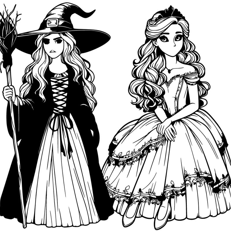 realistic witch and a princess