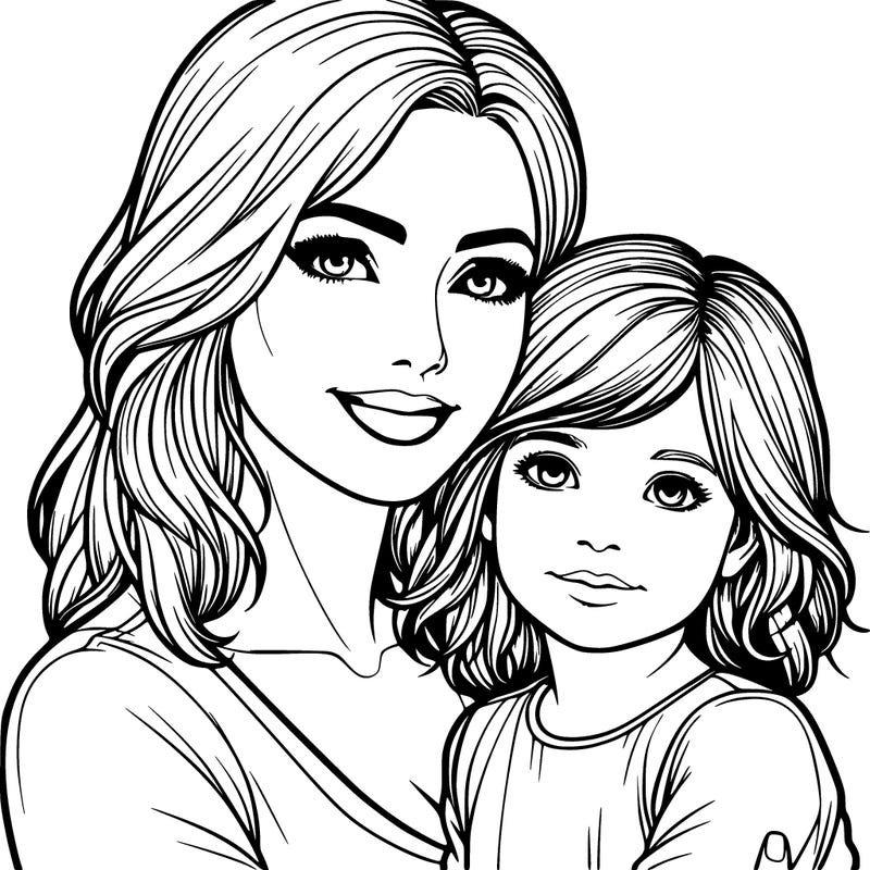 realistic mother and daughter