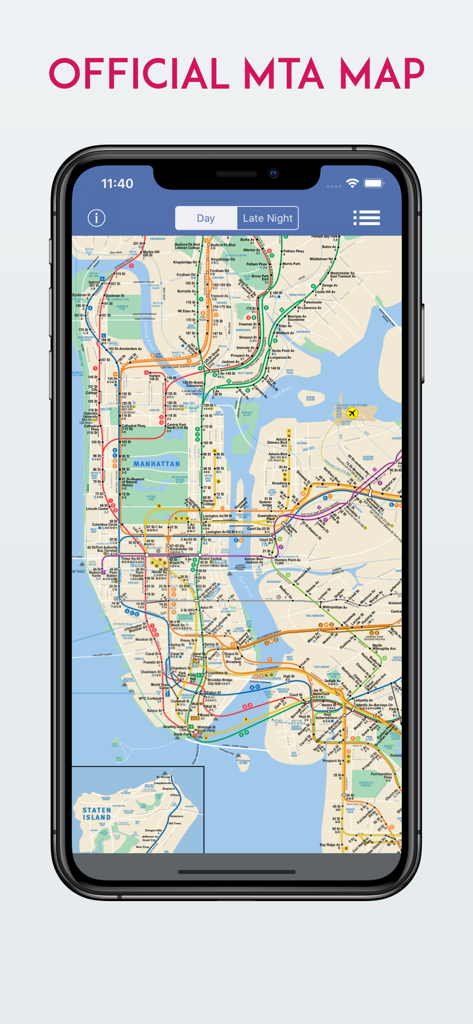 Carte officielle du métro MTA de New York affichée sur un iPhone