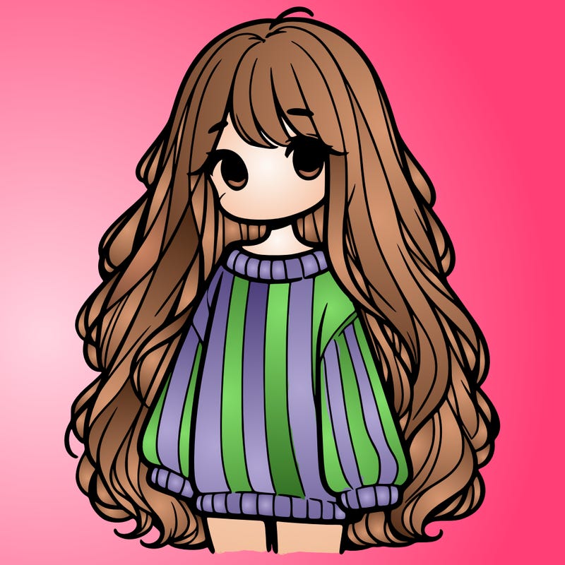 girl with long hair wearing a oversized sweater