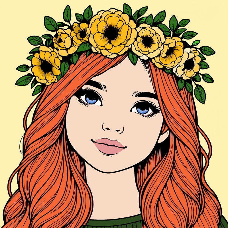 realistic girl with flower crown