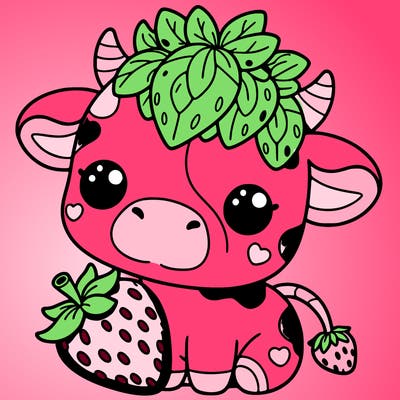 cute strawberry cow