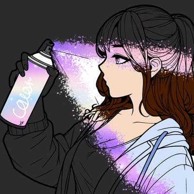 a realistic girl spray, painting