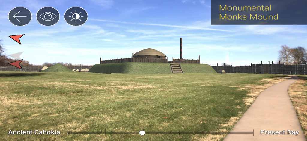 Ricostruzione in realtà aumentata di Monks Mound a Cahokia Mounds