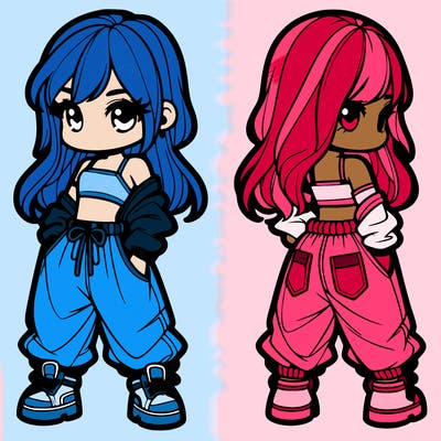 girl in crop top and baggy pants