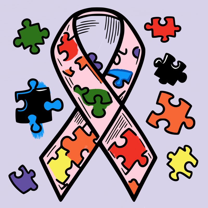 autism ribbon with puzzles pieces in ribbon