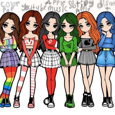 a group of girls realistic