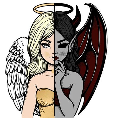 realistic angel half demon