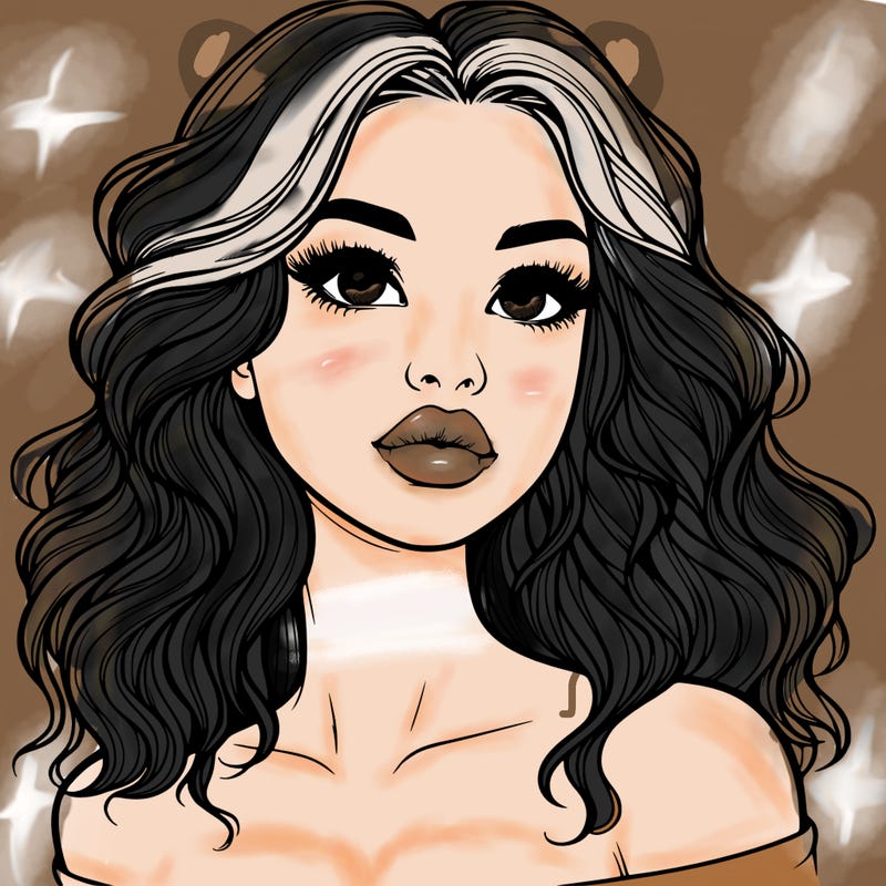 realistic girl with wavy hair and lips