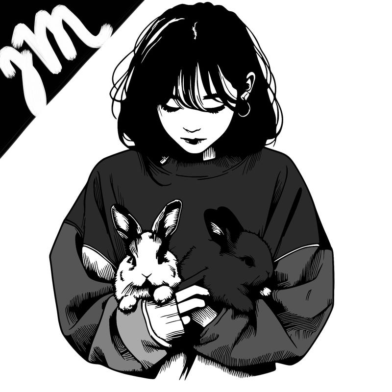 realistic girl with messy bunny baggy sweatshirt and holding bunnies