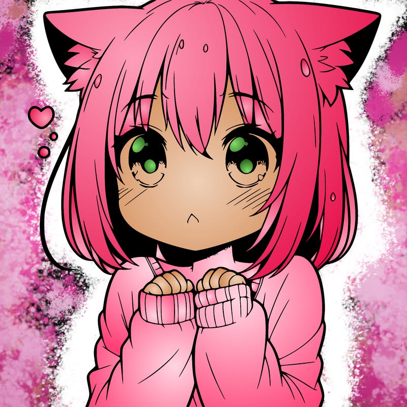 shy anime catgirl