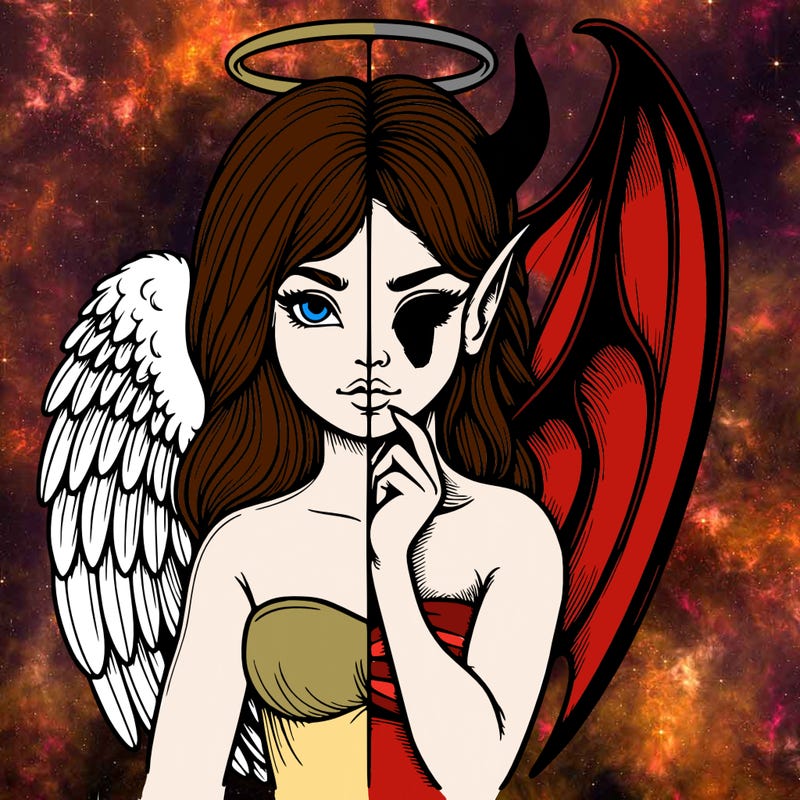 realistic angel half demon