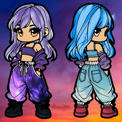 girl in crop top and baggy pants