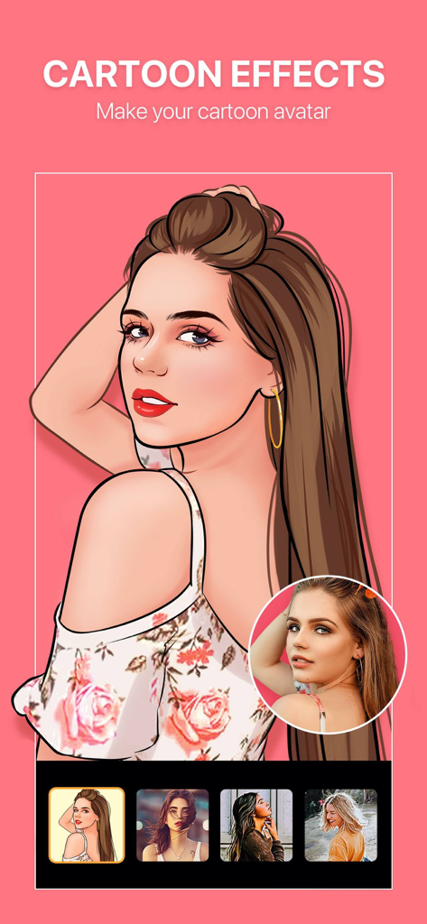 Tempi Art-Cartoon&AnimatePhoto - A woman portrait transformed into a cartoon avatar using Tempi Art cartoon effects and filters