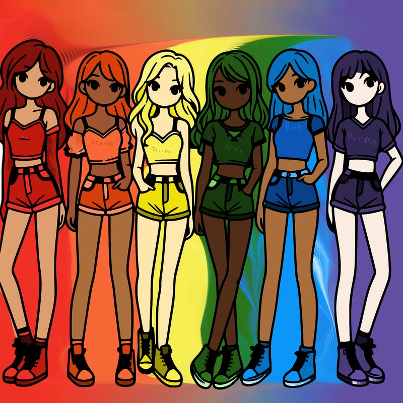 a group of girls wearing crop tops and shorts