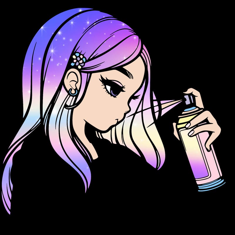 a realistic girl spray painting