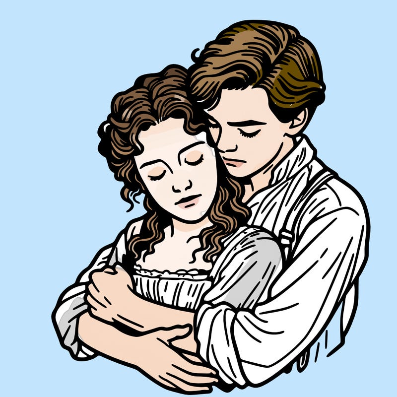 titanic jack rose hugging each other