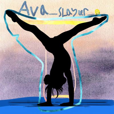 realistic gymnastic hand stand girl in four splits